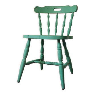 Rustic green ranch style wooden chair