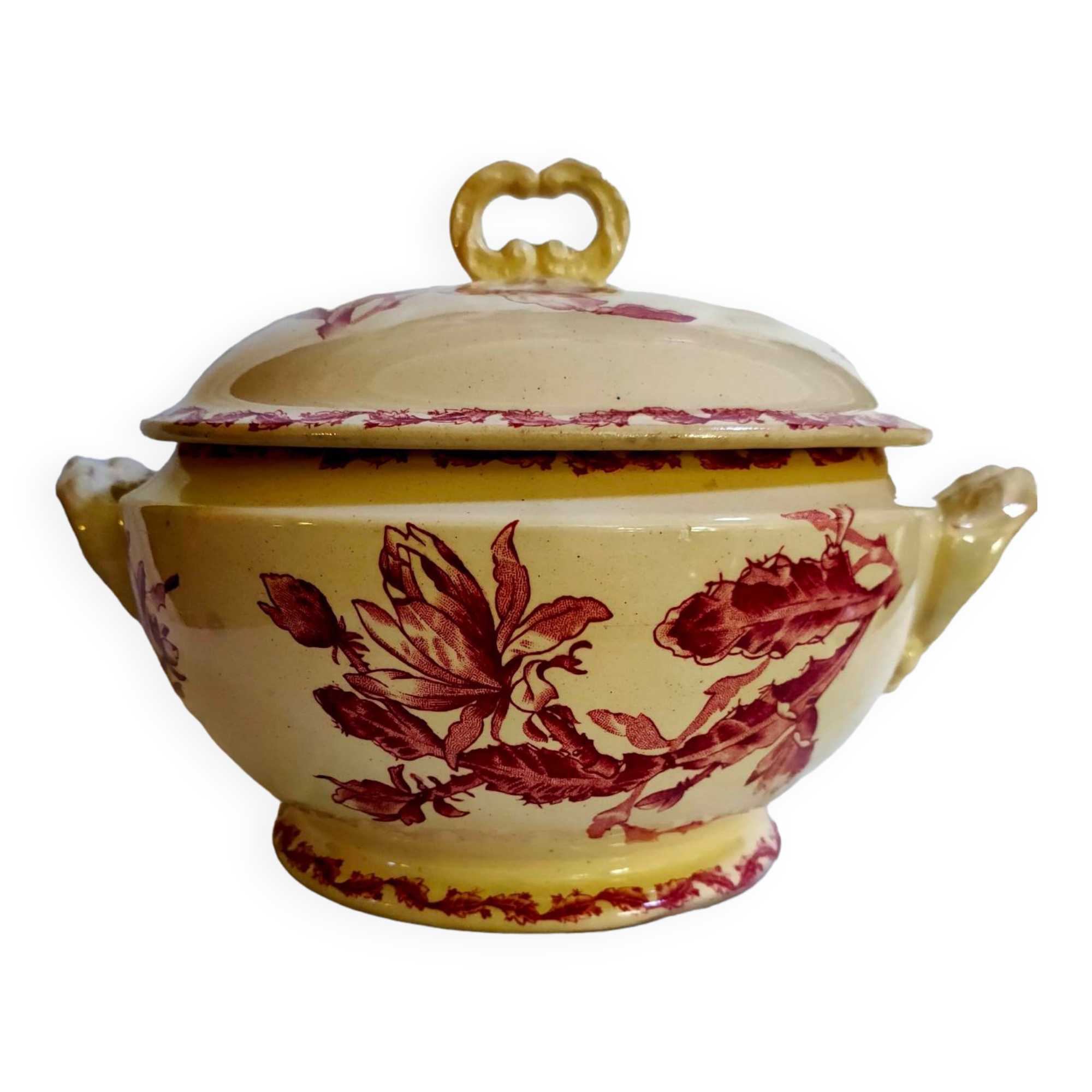 Earthenware tureen of Gien decoration Cactus