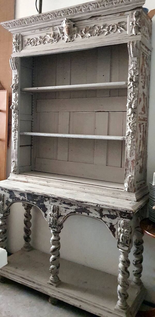 Buffet provençal / Bibliothèque patinée à 2 corps XIXe
