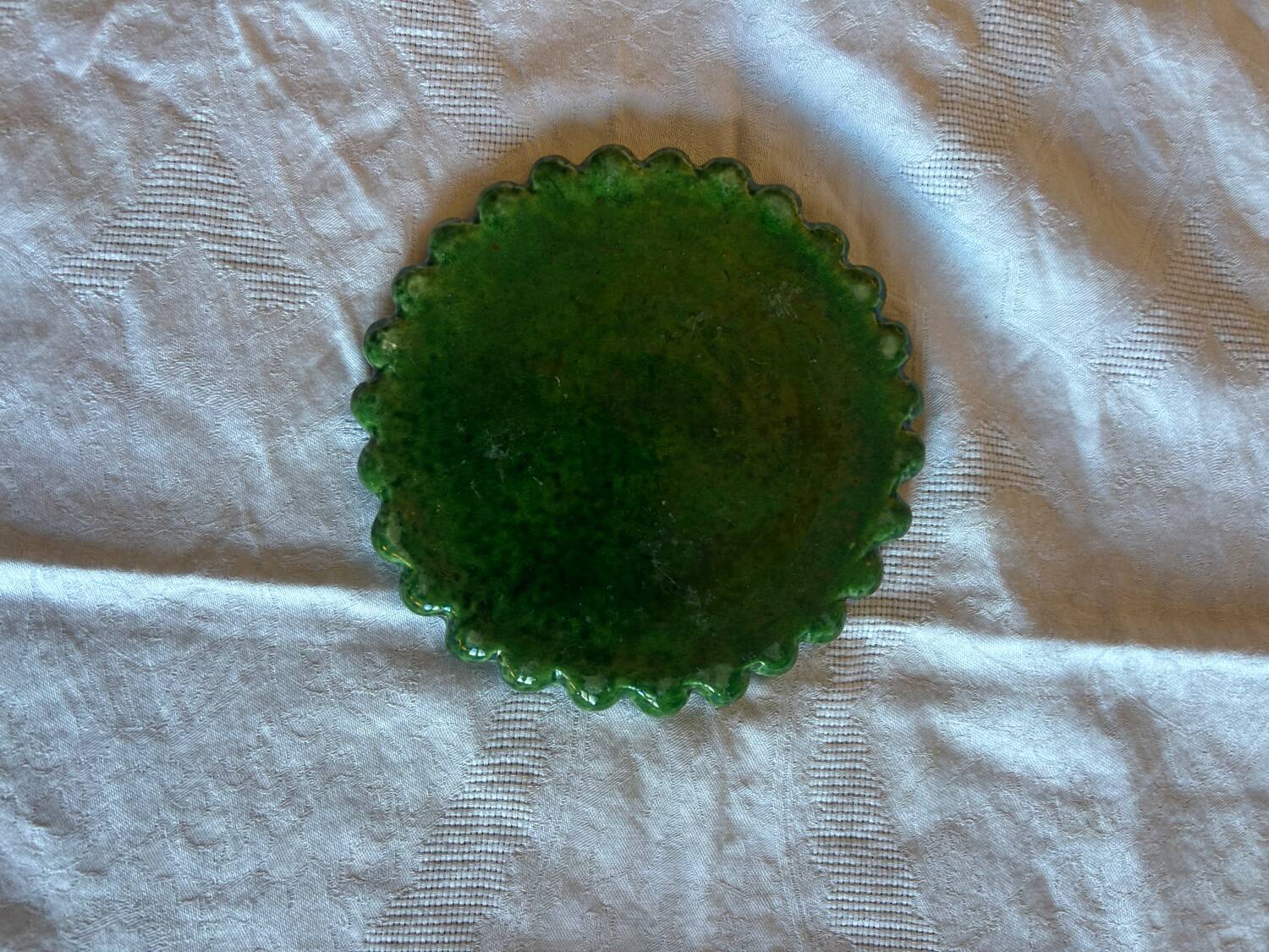 Set of 3 Vallauris trivets – Green glazed ceramic – Years
