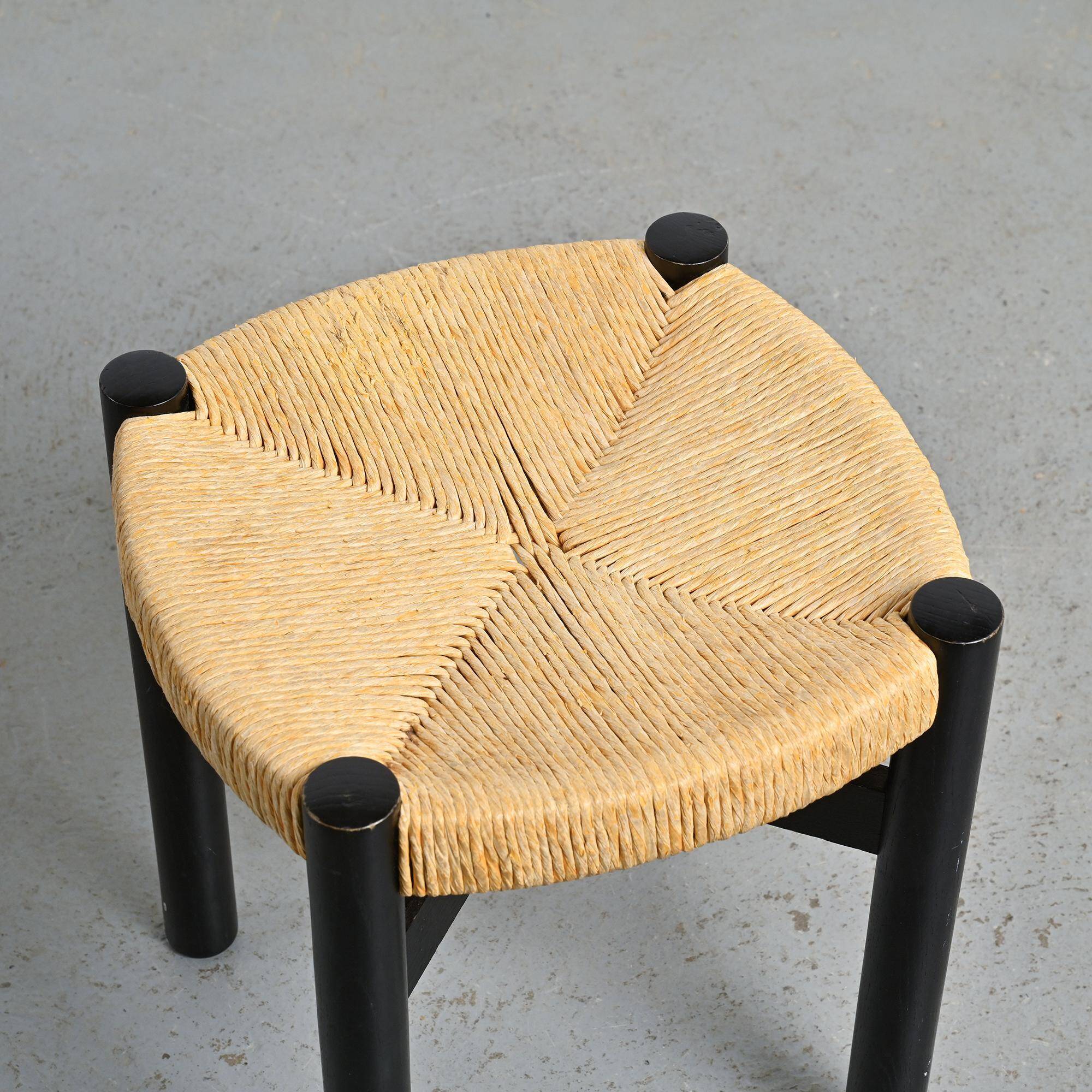 Méribel stool in black ash, Charlotte Perriand, 1950
