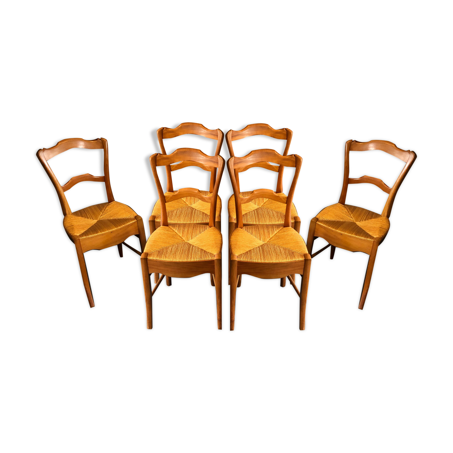 6 old chairs in cherry tree