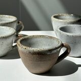 Set of 5 Indonesian ceramic handle coffee cups