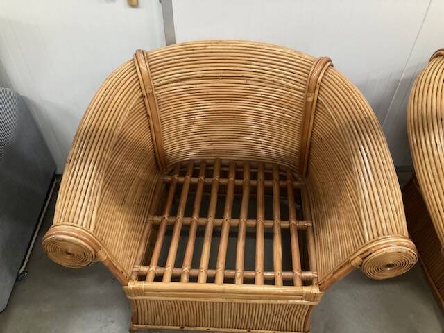 Pair of vintage rattan armchairs