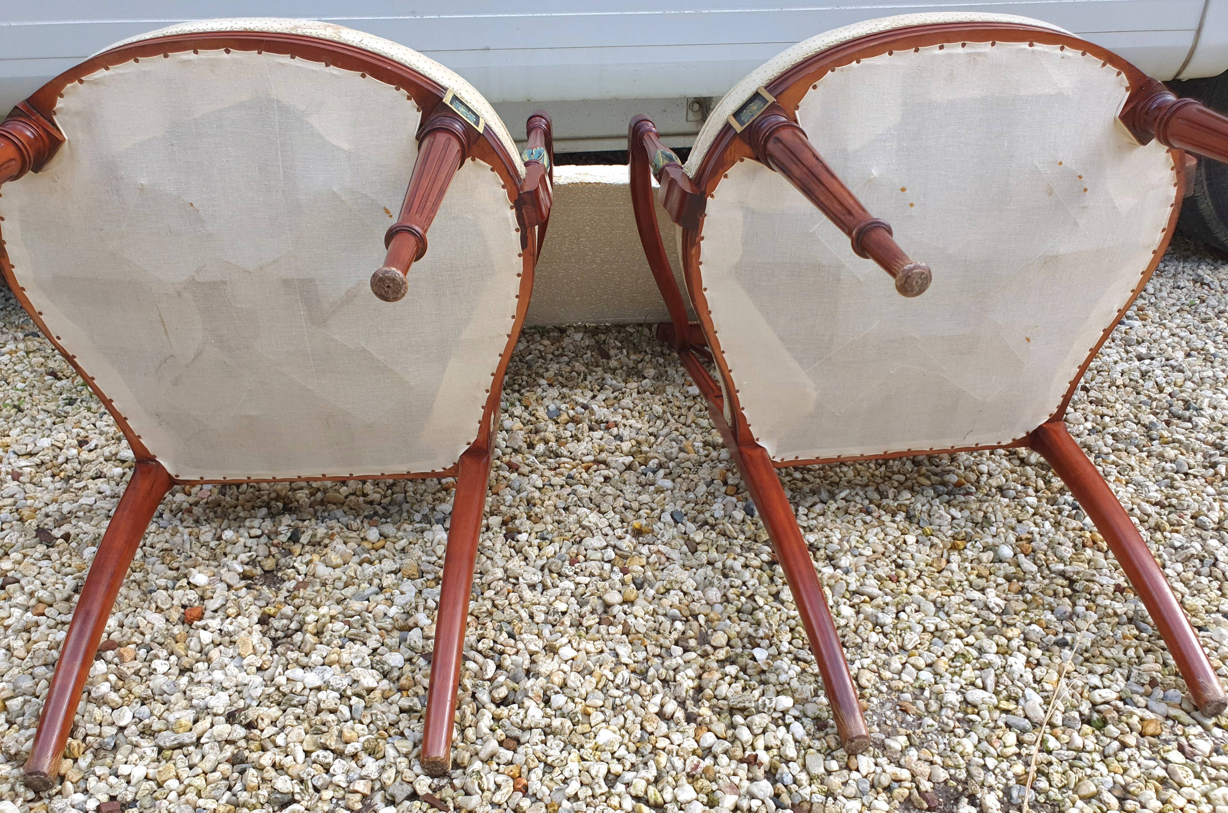Paire de fauteuils art nouveau en acajou