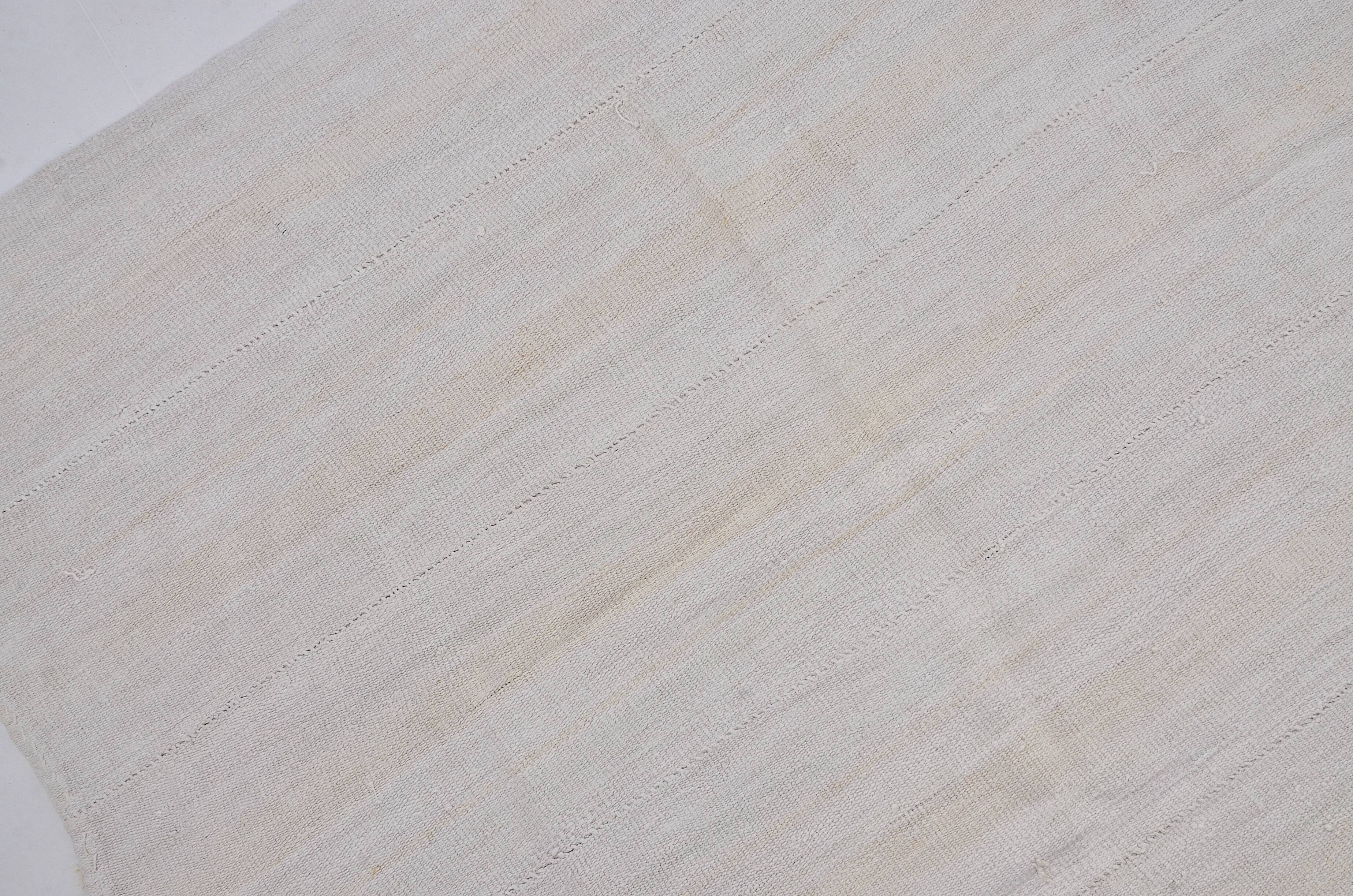 White Anatolian Handwoven Hemp Rug sku 3653