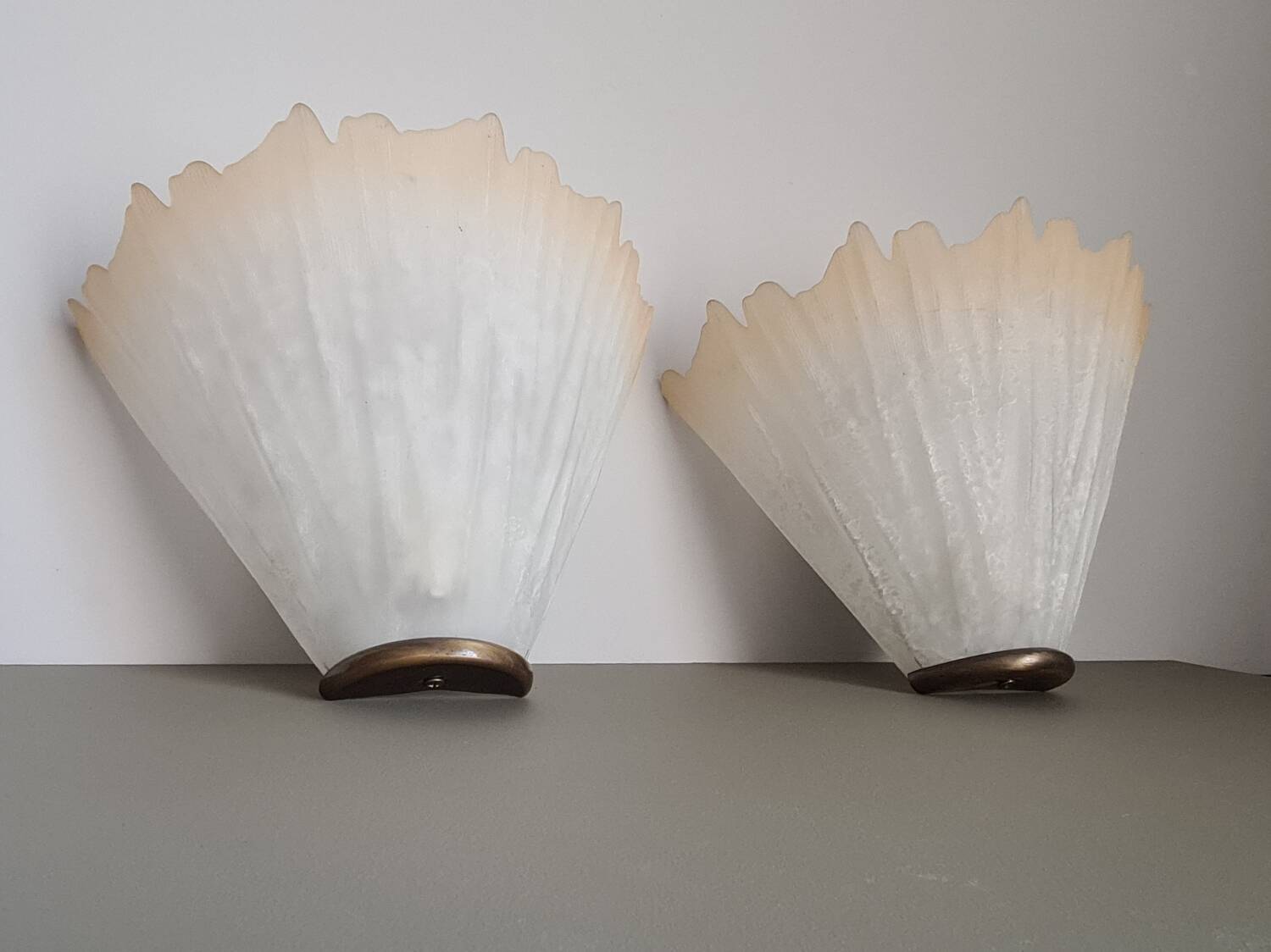 Pair of vintage French molded glass wall sconces