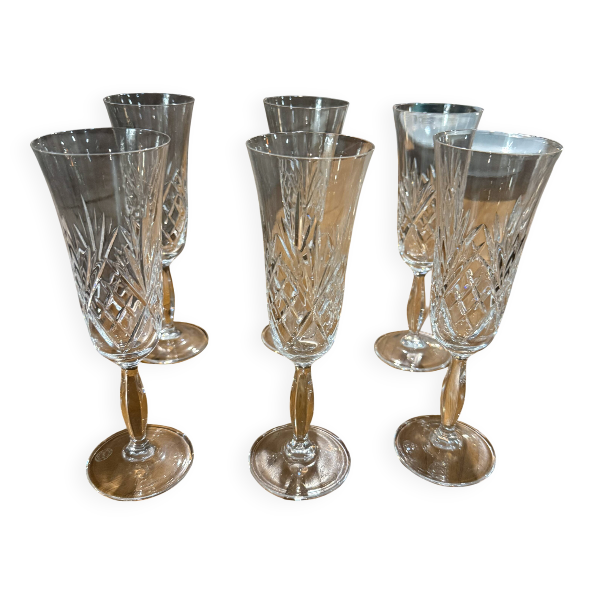 6 etzel crystal champagne glasses
