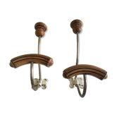 Pair of wooden butterfly patères turned 1920