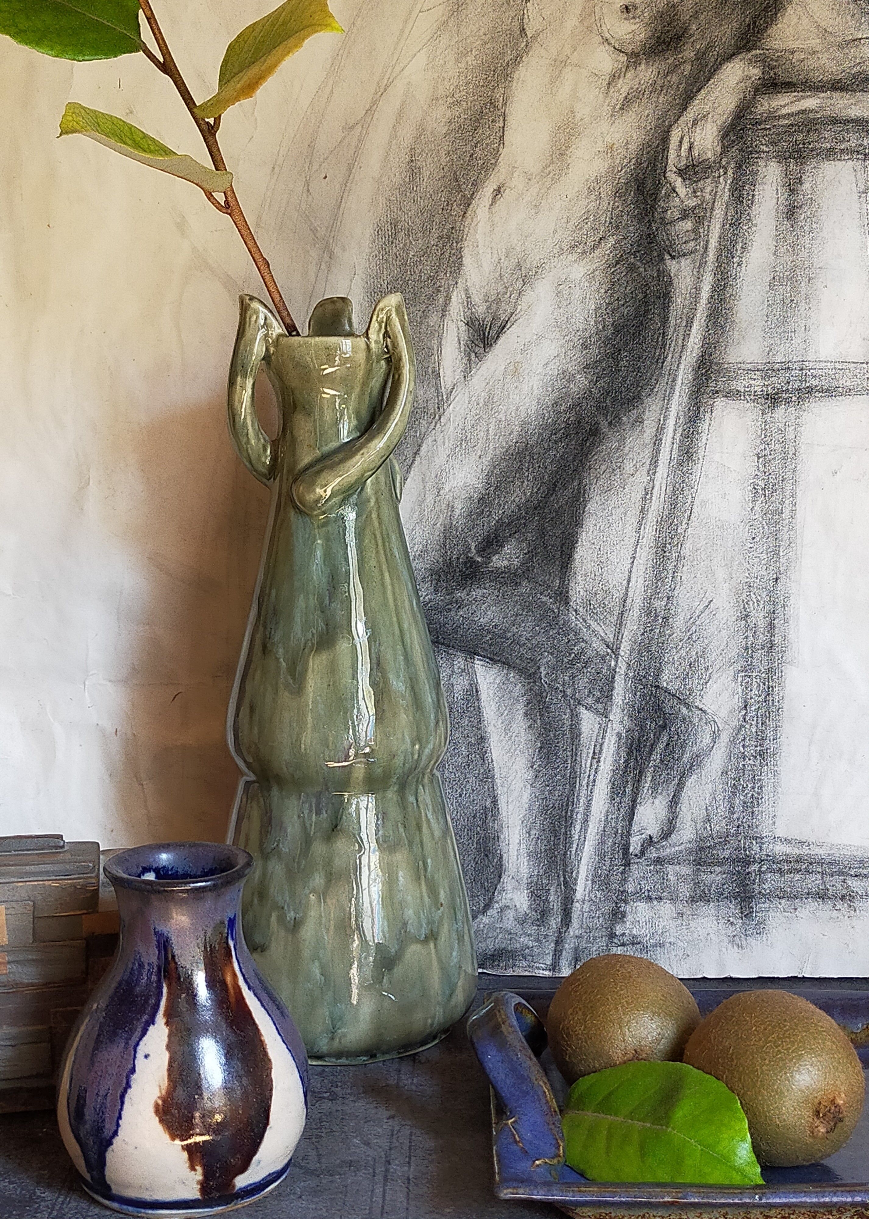 Slurry soliflora vase with stem enamel Art-Nouveau early twentieth century