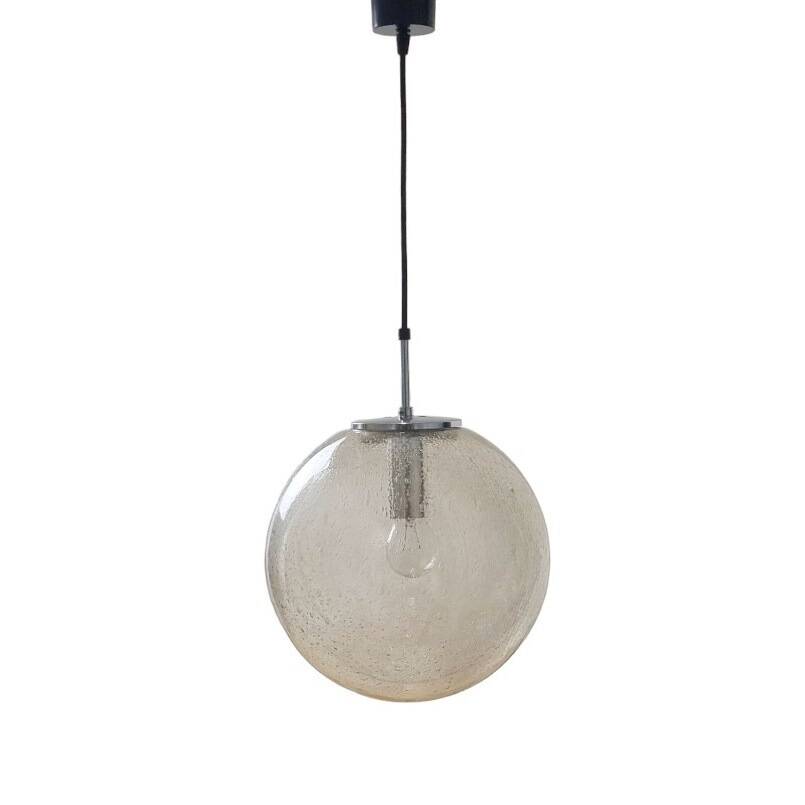 Mid-Century Air-Bubbled Glass 'Globe' Ceiling Light from Limburg, Germany, 1970s