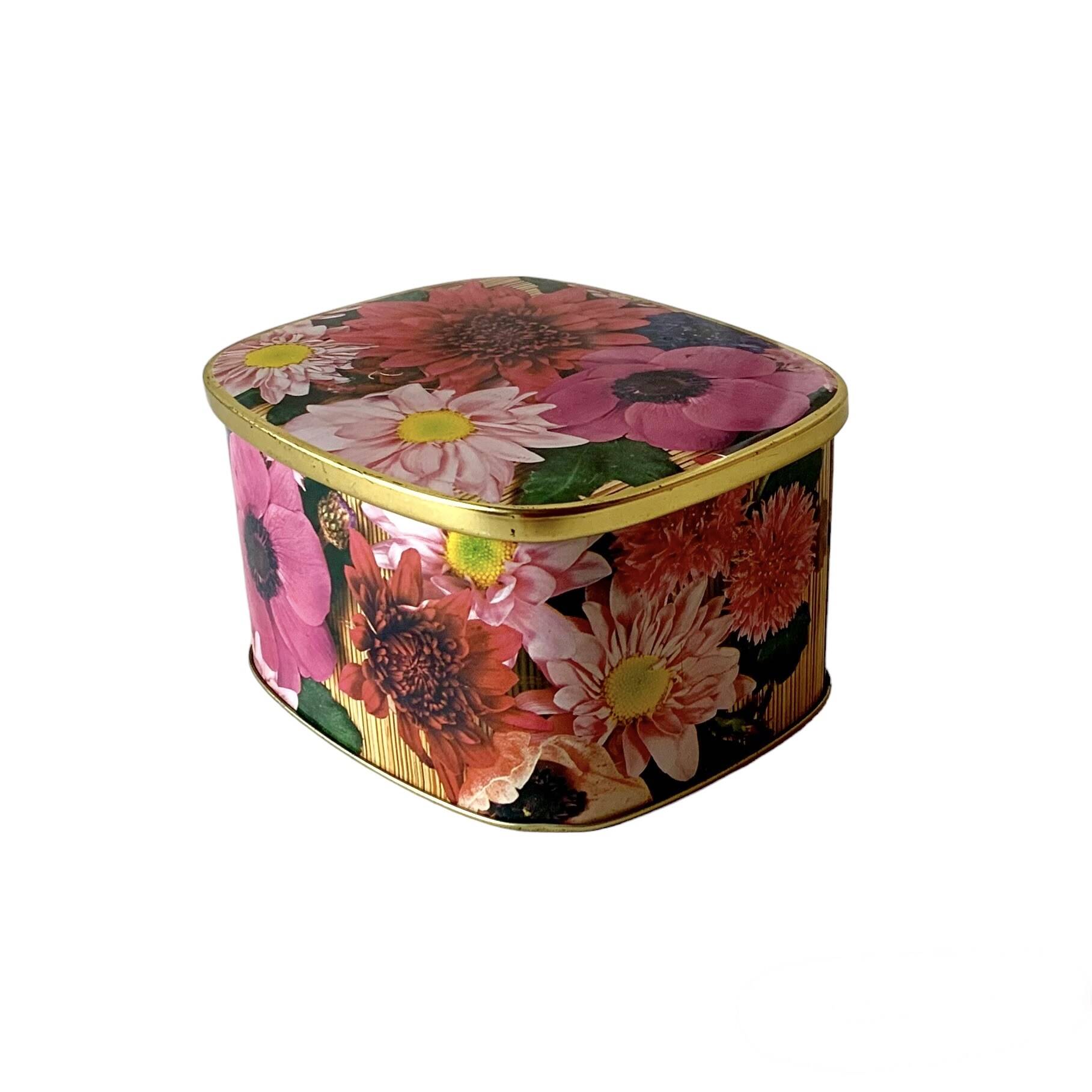 Boîte métallique vintage Côte d'Or - décor floral