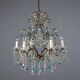 Pair of antique chandeliers in burnished iron and glass, 6 lights, Italy, 19th century.