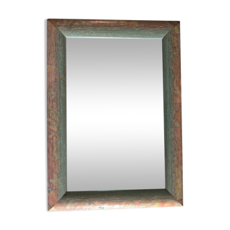 Miroir vintage gris et rose 35 x 25cm