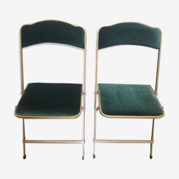 Set of 2 folding velvet chairs