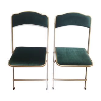 Set of 2 folding velvet chairs