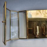 Pair of wall sconces in gold-plated brass with bevelled glass, Italian.