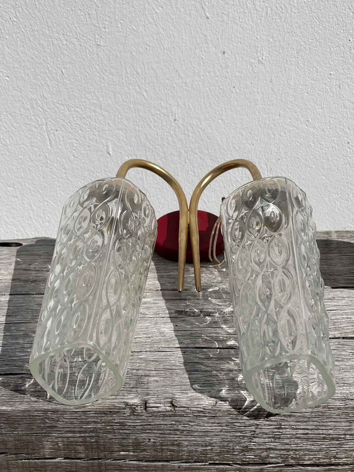 Brass and glass wall lamp 1950