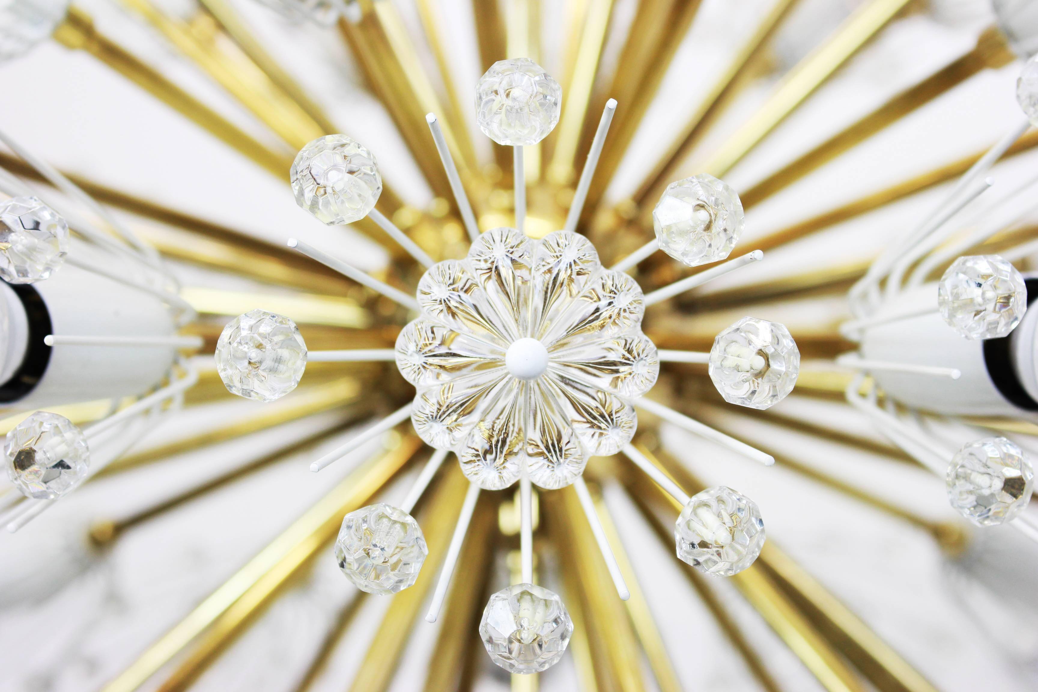 Brass chandelier with pendants Starburst by Emil Stejnar, Austria, 1960s