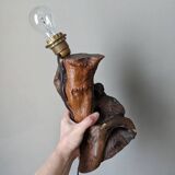 Olive wood lamp base folk art country decoration