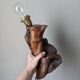 Olive wood lamp base folk art country decoration