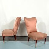 Italian vintage pair of pink club armchairs