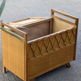 Vintage oak and rattan chest/bench – 1960s