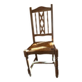 Antique oak straw chairs with high backs