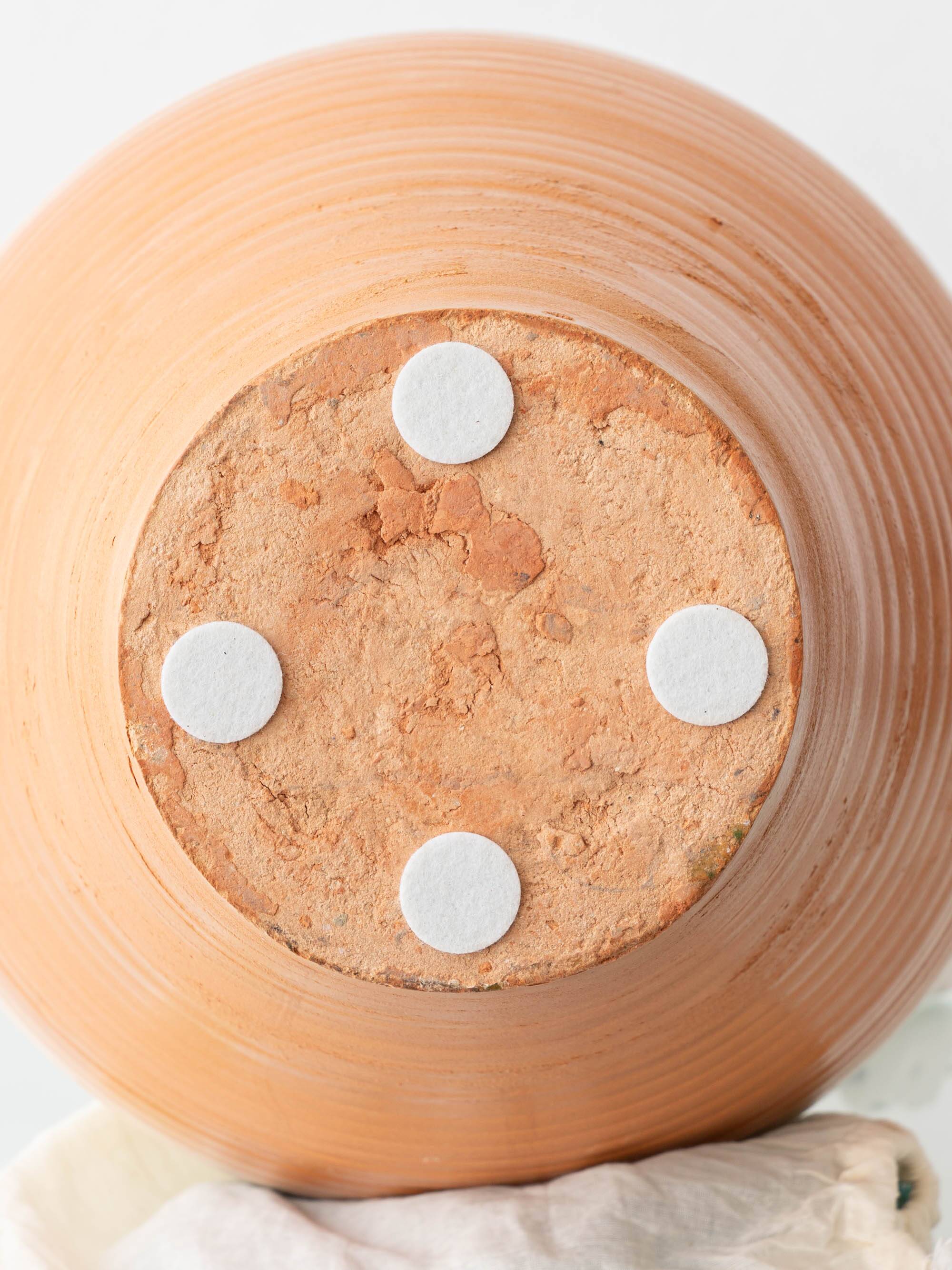 Spanish Revival Terracotta Table Lamp, Cream and Cobalt, New Linen Shade