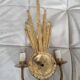 Pair of vintage wall lights, two golden arms, foliage