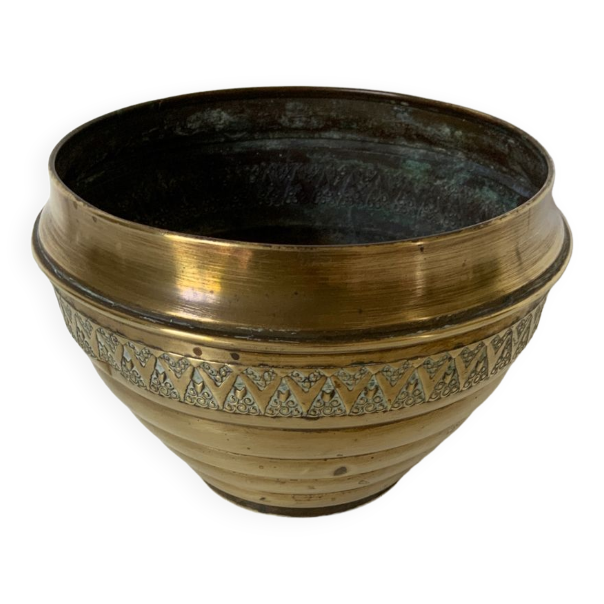 Selency brass pot cover x Monoprix Croisé Laroche