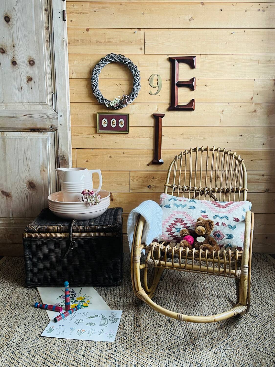 Children's rattan rocking chair