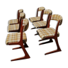 Set of 6 scandinavian sleigh chairs kangourou baumann 60s