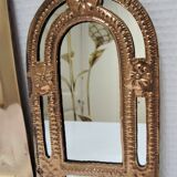 Two 70s patinated brass mirrors