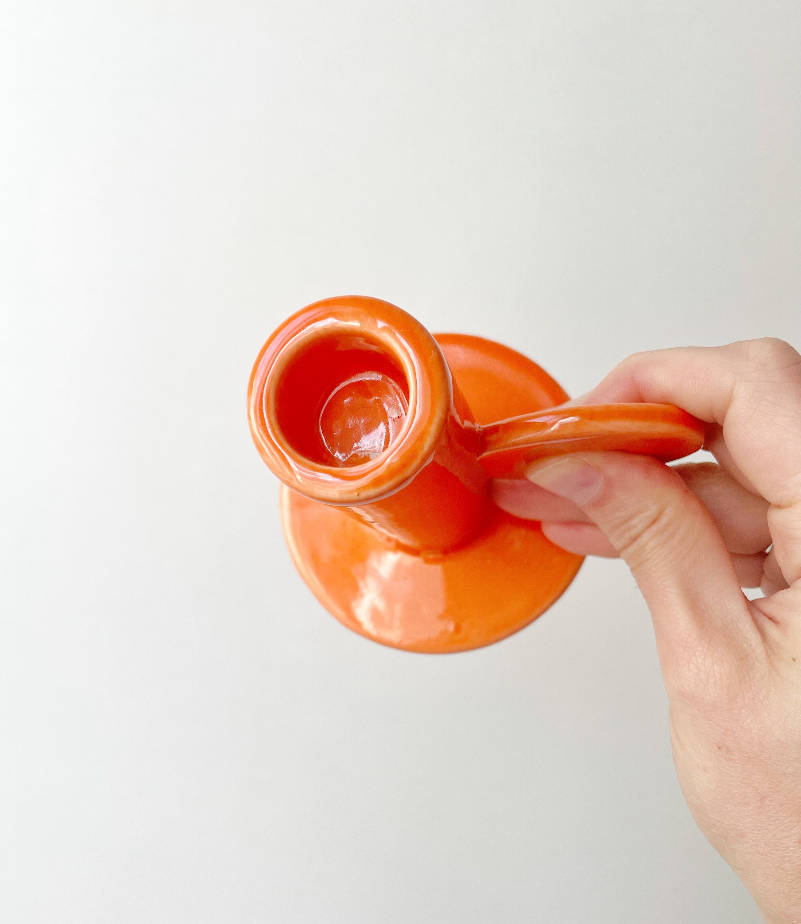 Varnished ceramic candle holder
