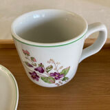 Tasse Violettes tisanière / théïère Pillivuyt complète