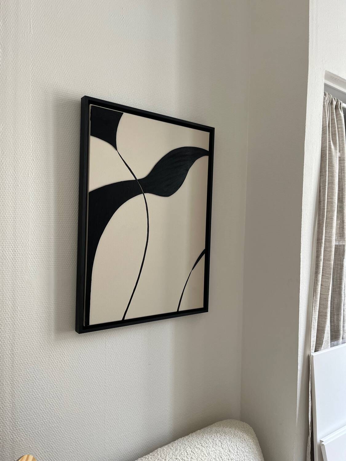 Black and beige relief painting