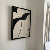 Black and beige relief painting