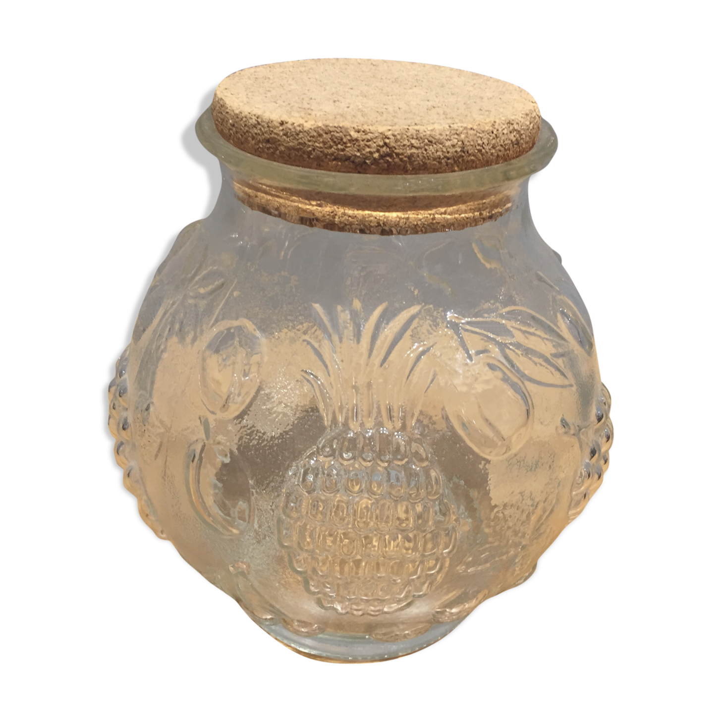 Glass jar molded cork lid