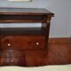 Antique brown pine TV cabinet, carved, with drawer and shelves, traditional style (1890-1919)