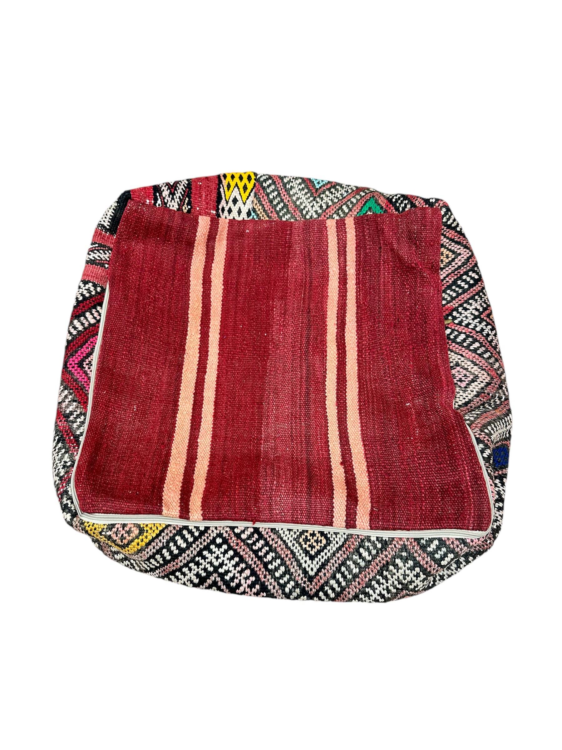 Moroccan kilim pouf 24 x 24 inch - free shipping - vintage berber kilim pouf - moroccan pouf