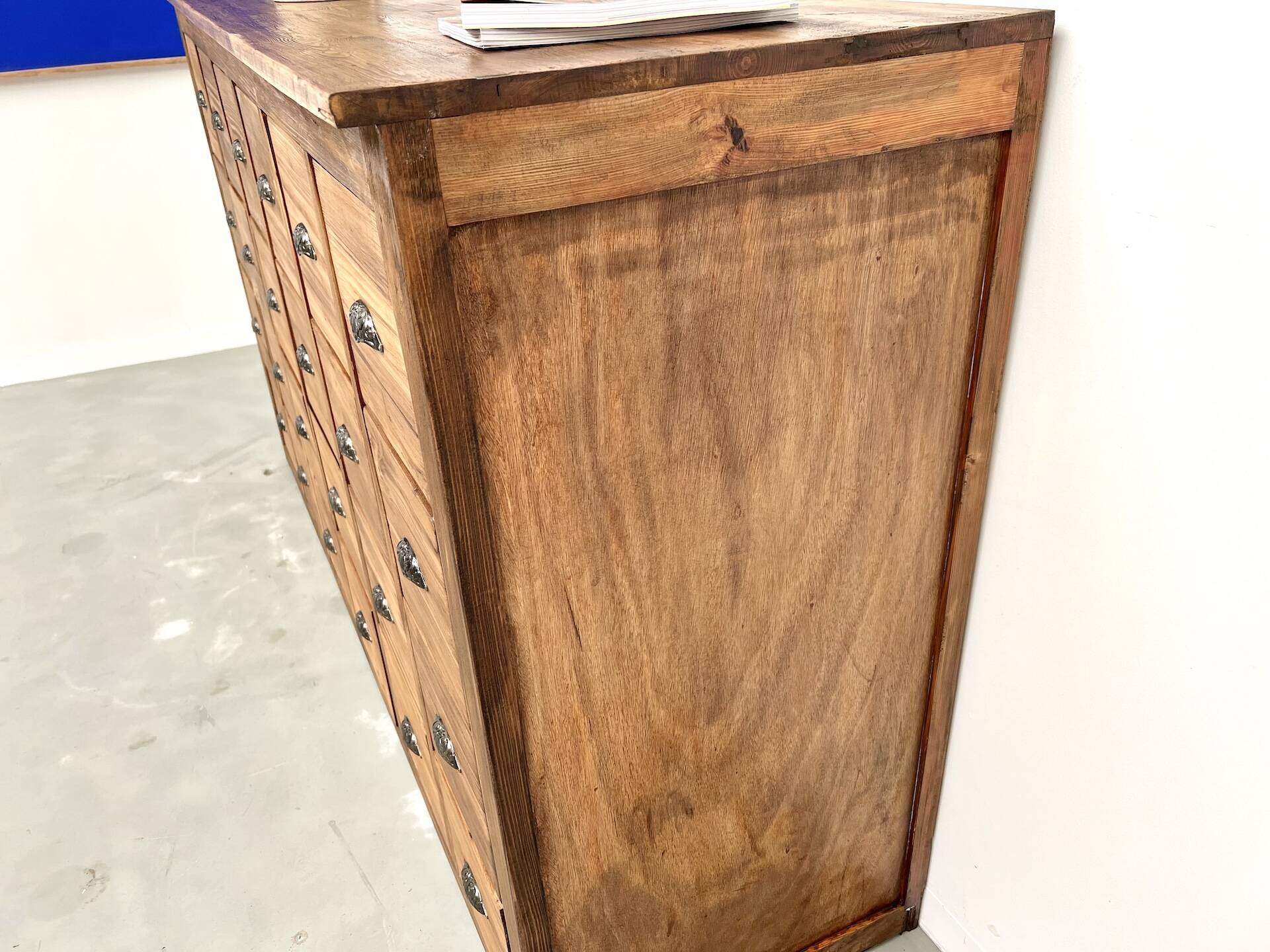 Vintage workshop furniture with 24 drawers in solid pine – 1950s