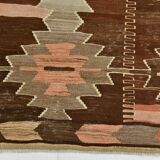 6x12 Brown & Beige Turkish Vintage Kilim Rug, 179x363Cm SK 35163