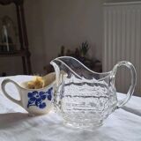 Faceted antique glass pitcher