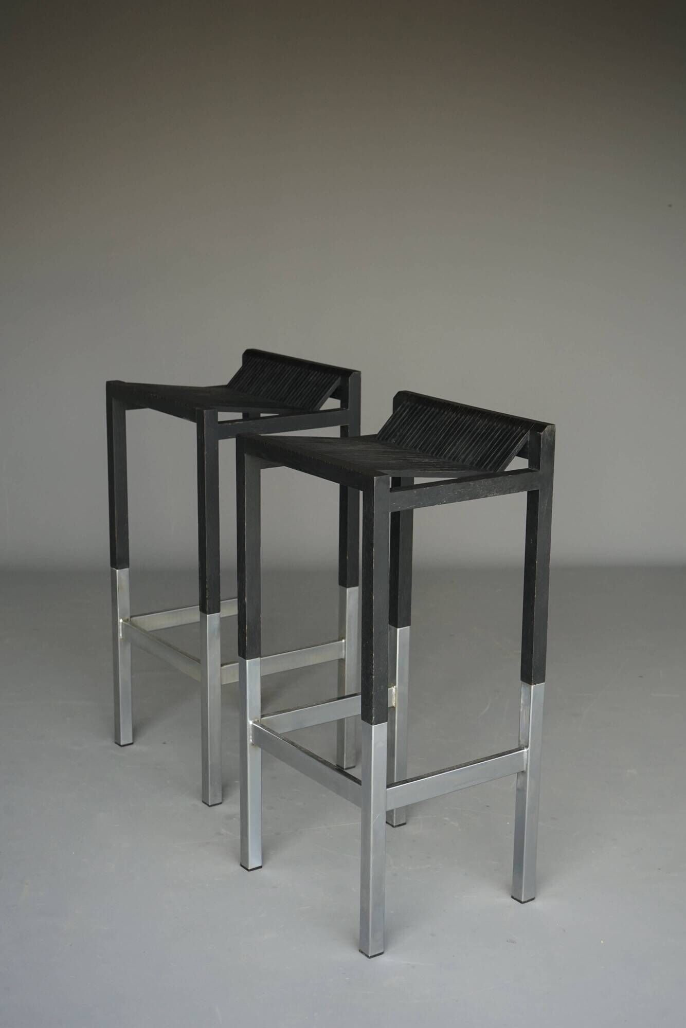 Minimalist Bar Stools by Ruud Jan Kokke, 1980s. Set of 2