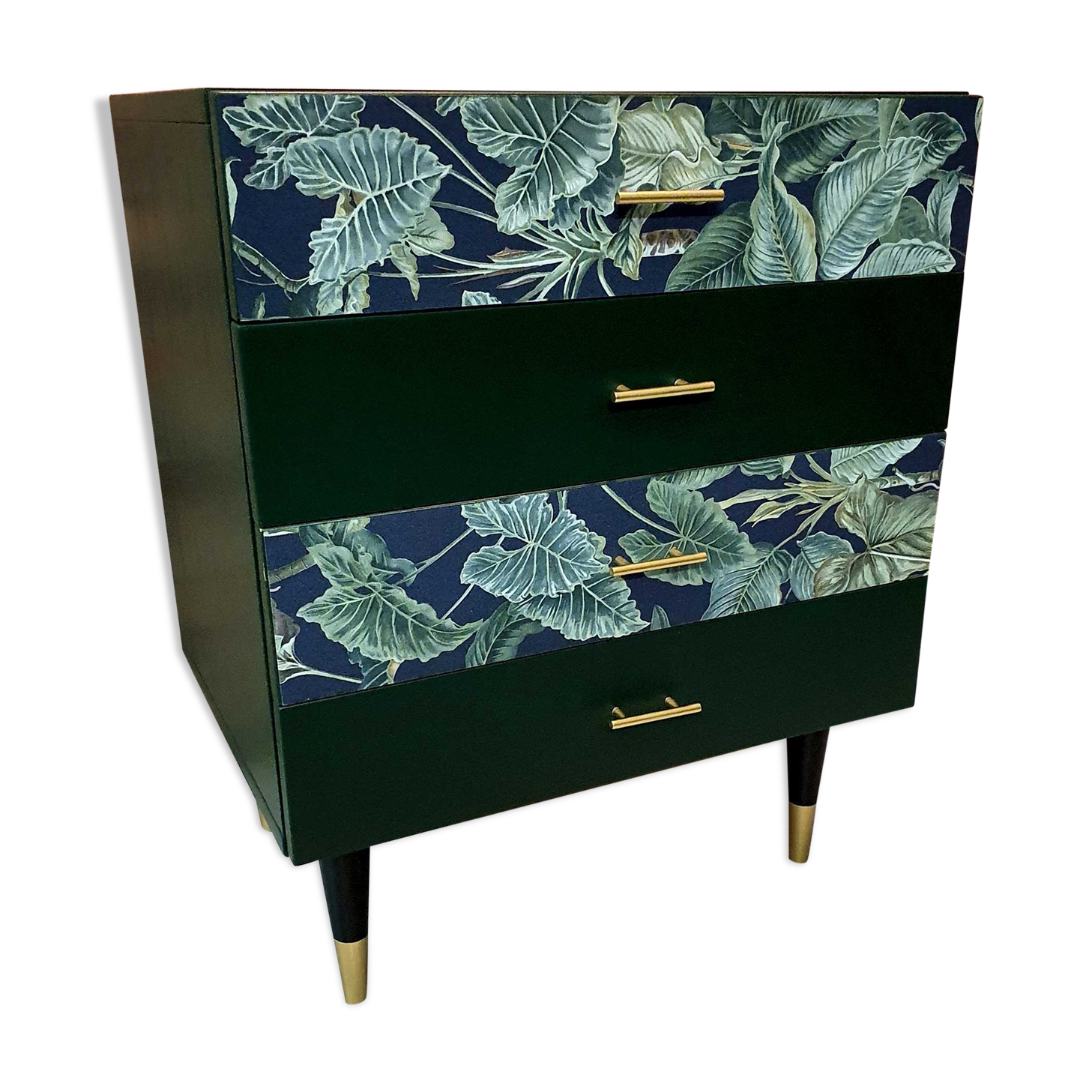 Renovated chest of drawers, green, Poland 1960s
