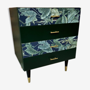 Renovated chest of drawers, green, Poland 1960s