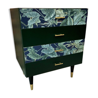 Renovated chest of drawers, green, Poland 1960s
