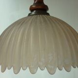 Vintage suspension cut in fluted pale pink opaline glass