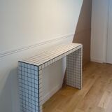 Tile console ceramic mosaic white black
